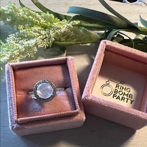 Bomb Party Rose Quartz on rhodium plating size 9 RETRO